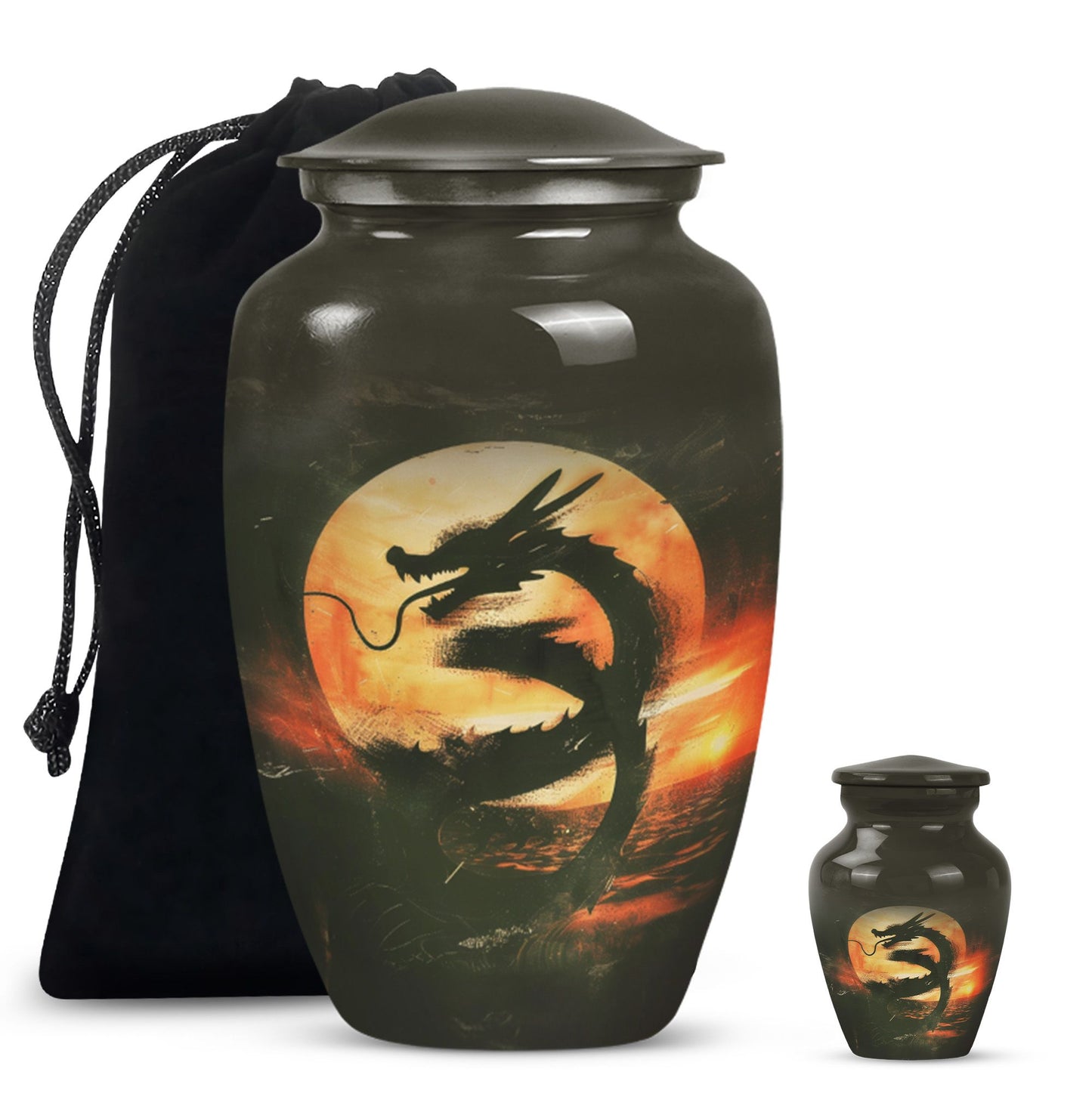 Classic 10-inch dragon pattern aluminium urn 