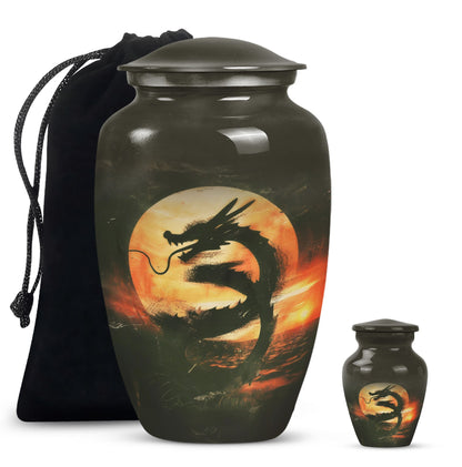 Classic 10-inch dragon pattern aluminium urn 