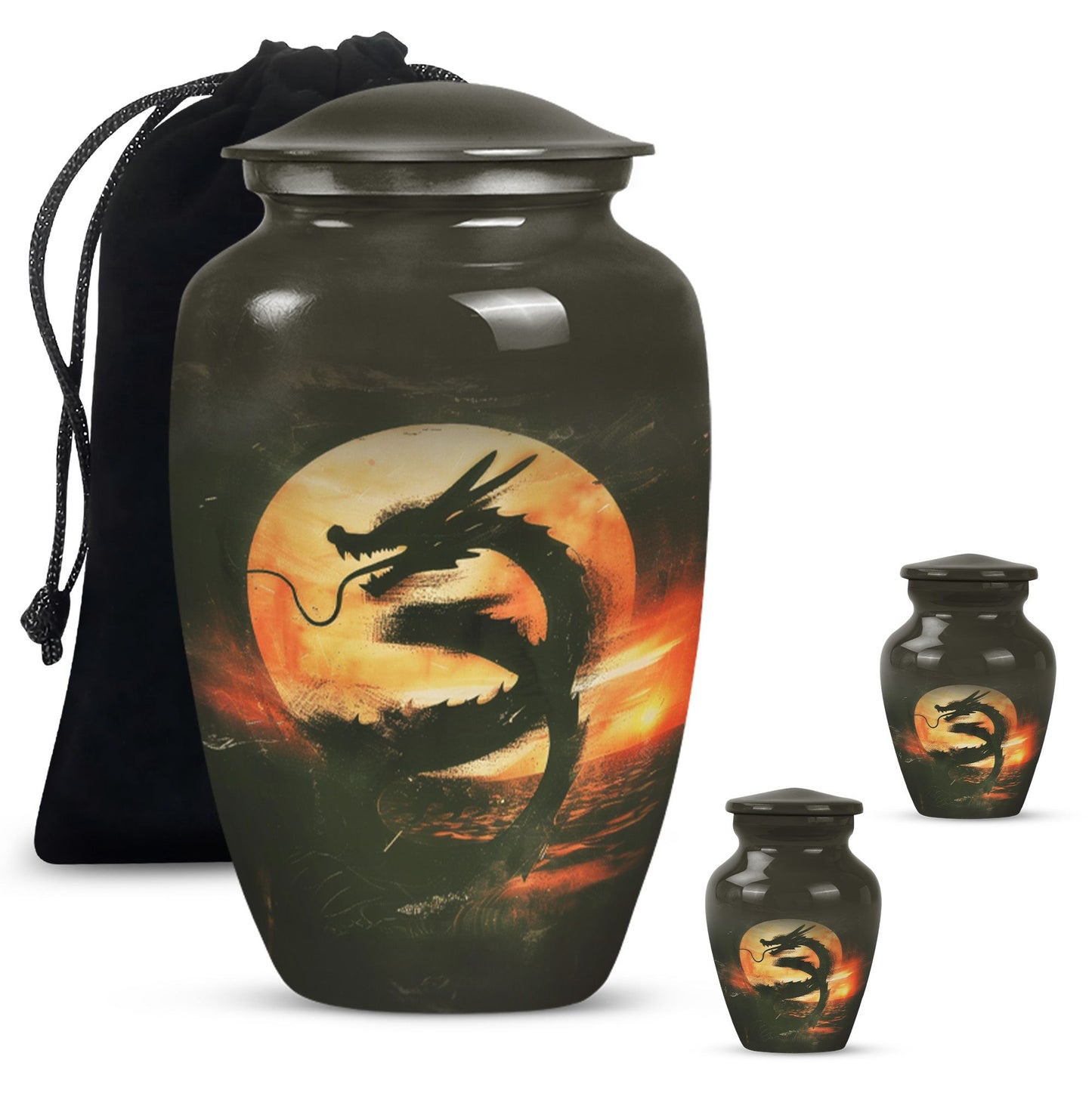 Classic 10-inch dragon pattern aluminium urn 