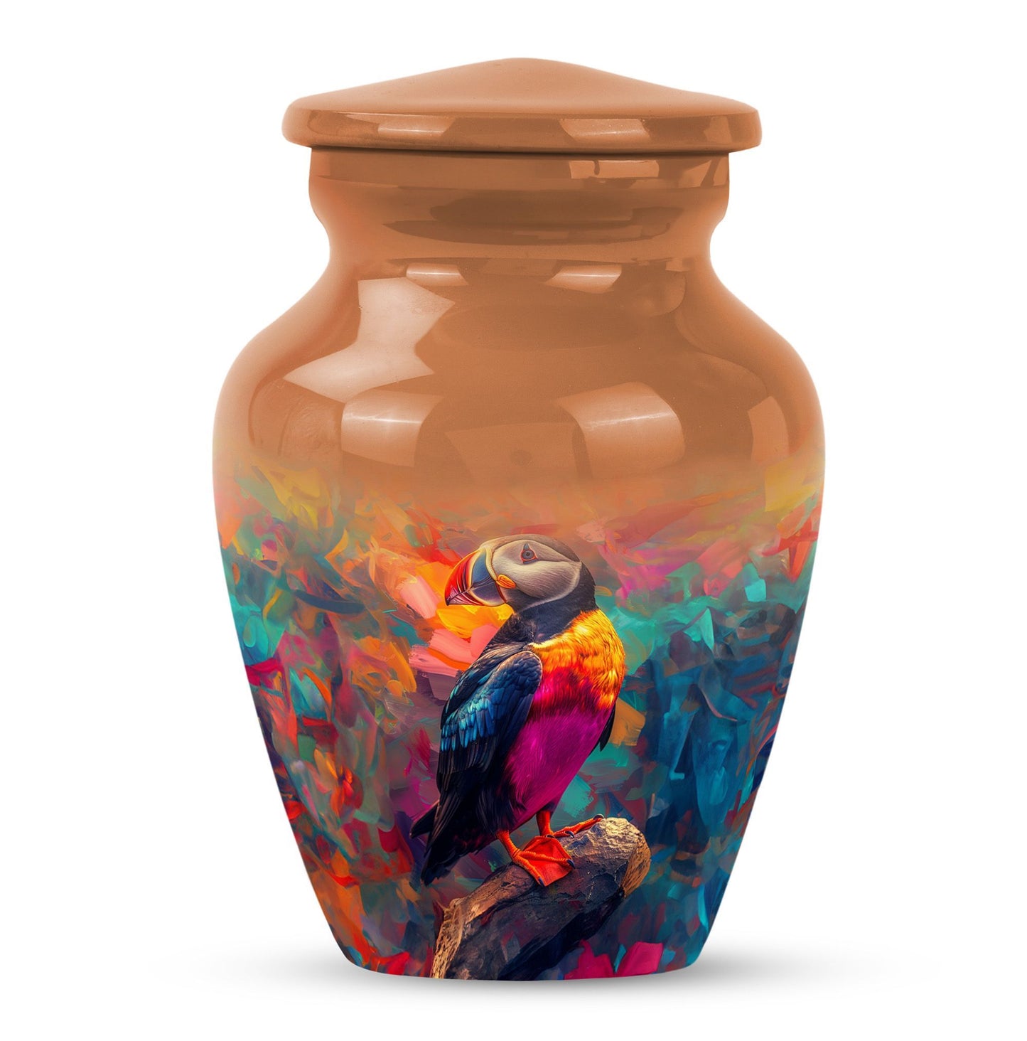classic aluminium puffin bird urn