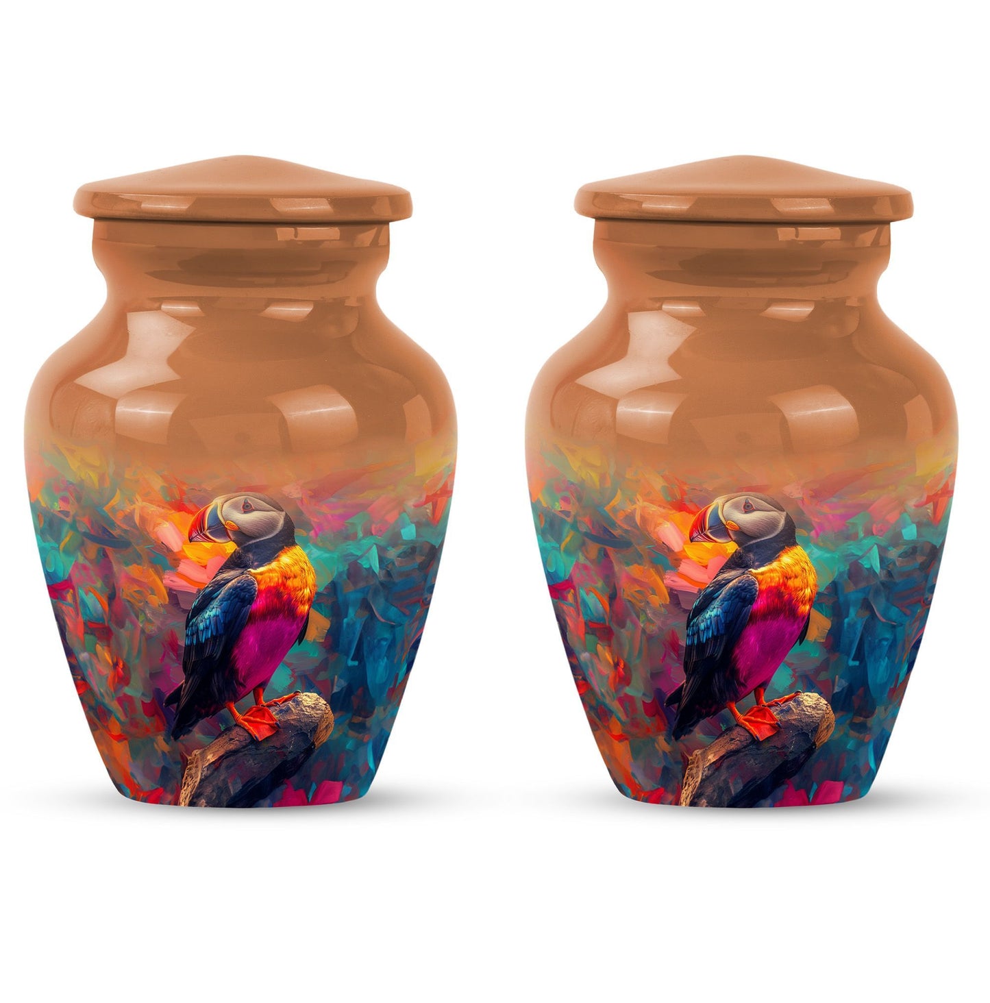 classic aluminium puffin bird urn