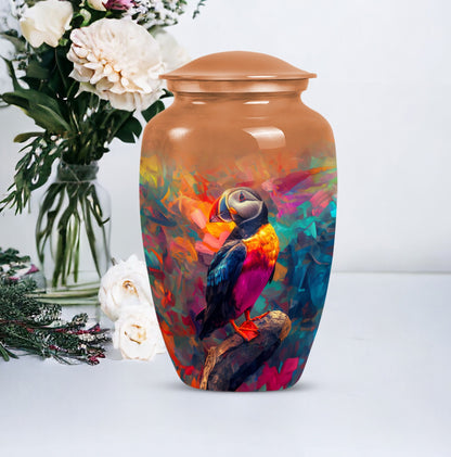 classic aluminium puffin bird urn