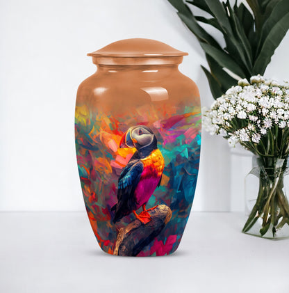 classic aluminium puffin bird urn