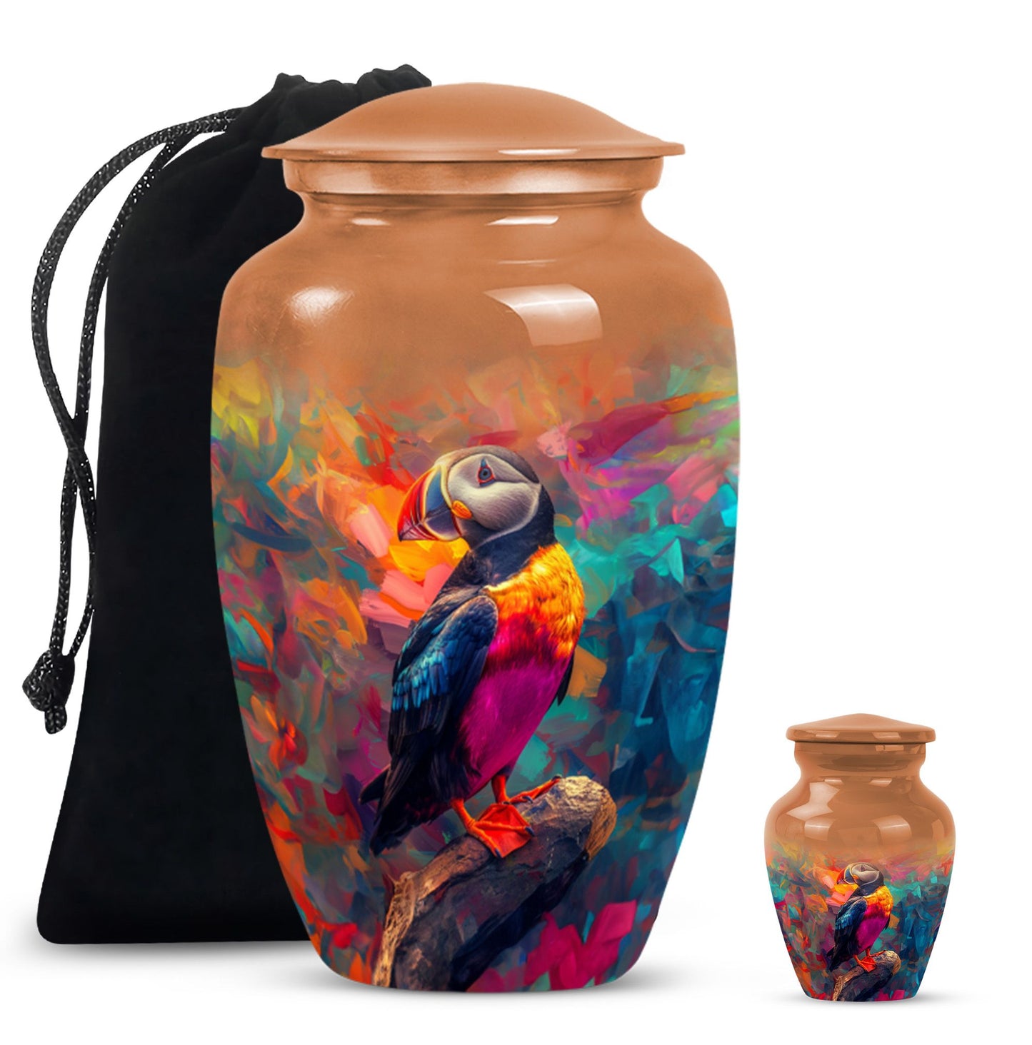 classic aluminium puffin bird urn