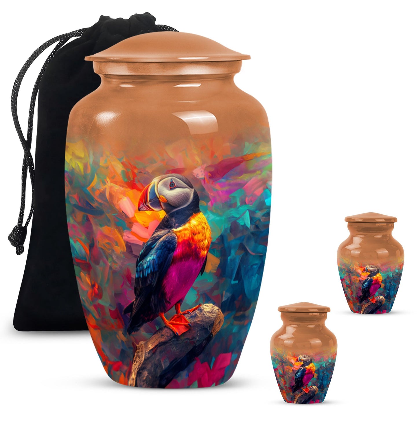 classic aluminium puffin bird urn
