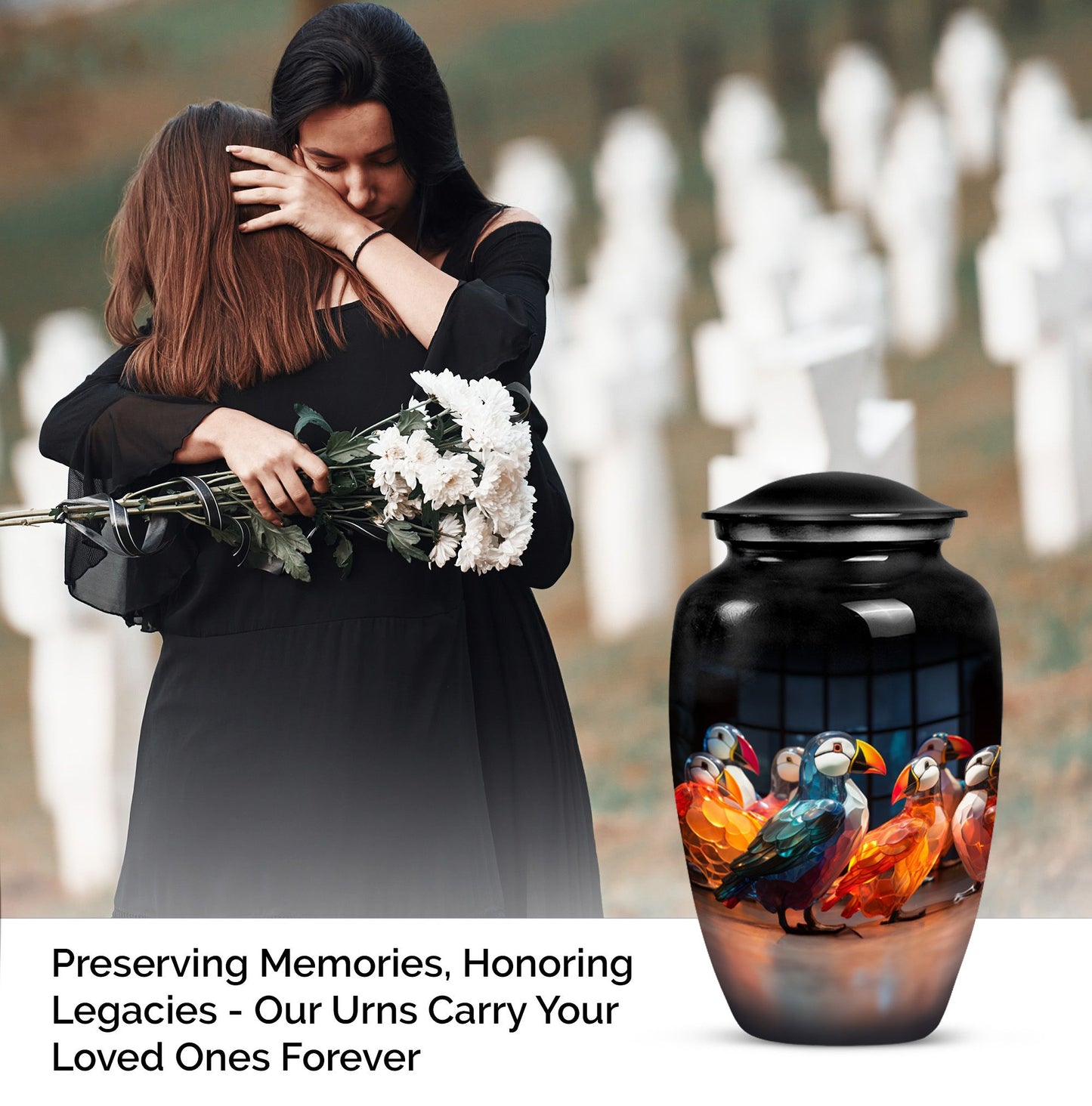 Puffin bird Urn, memorial urn 