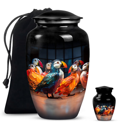 Puffin bird Urn, memorial urn 