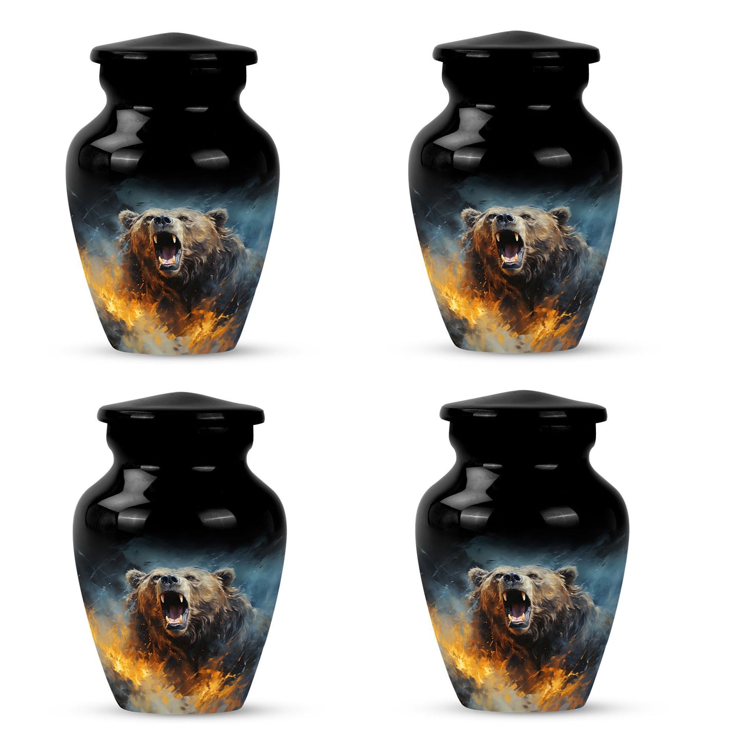 10-inch Grizzly bear Urn, classic aluminium cremation urn