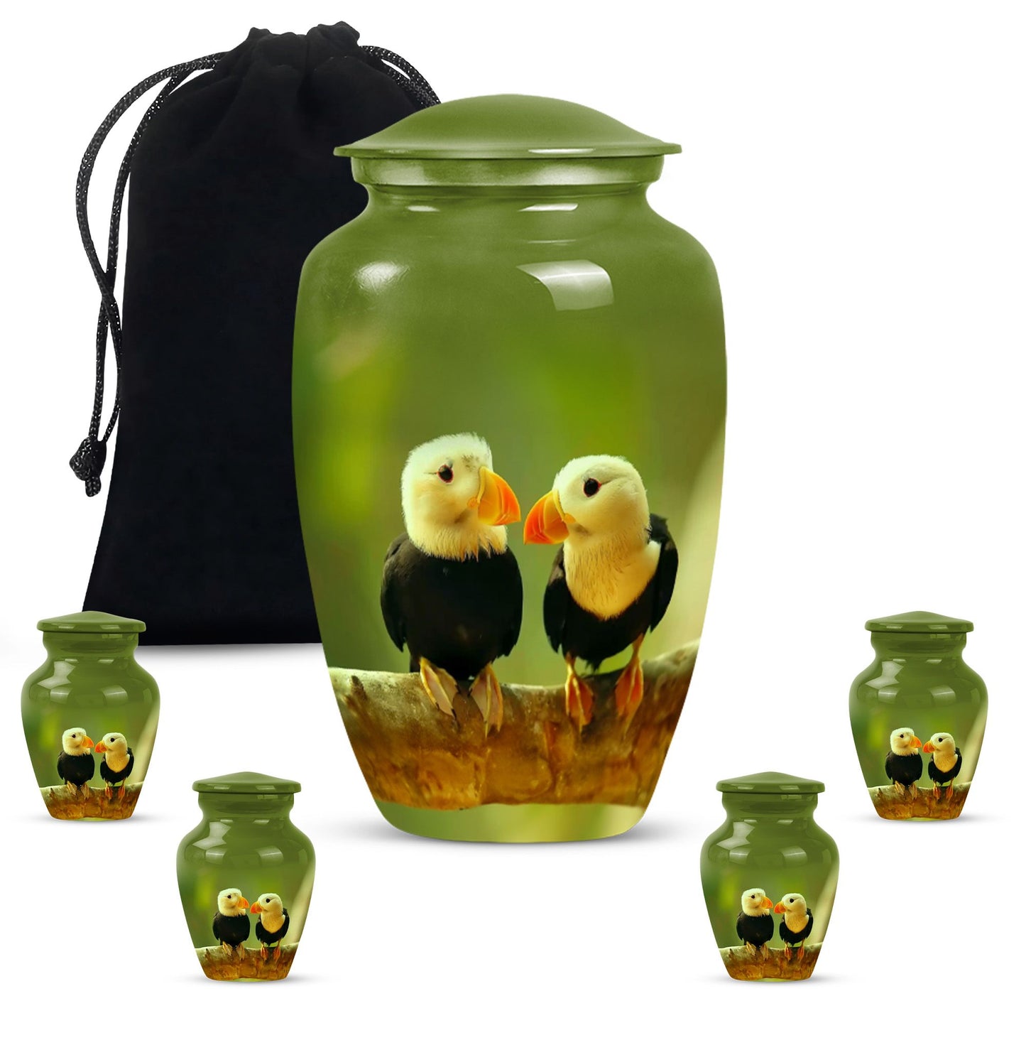 10-inch Puffin bird urn for human ashes.