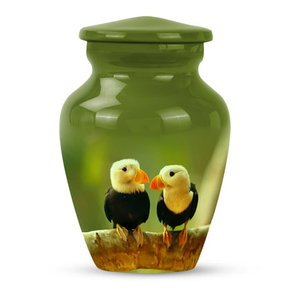 10-inch Puffin bird urn for human ashes.