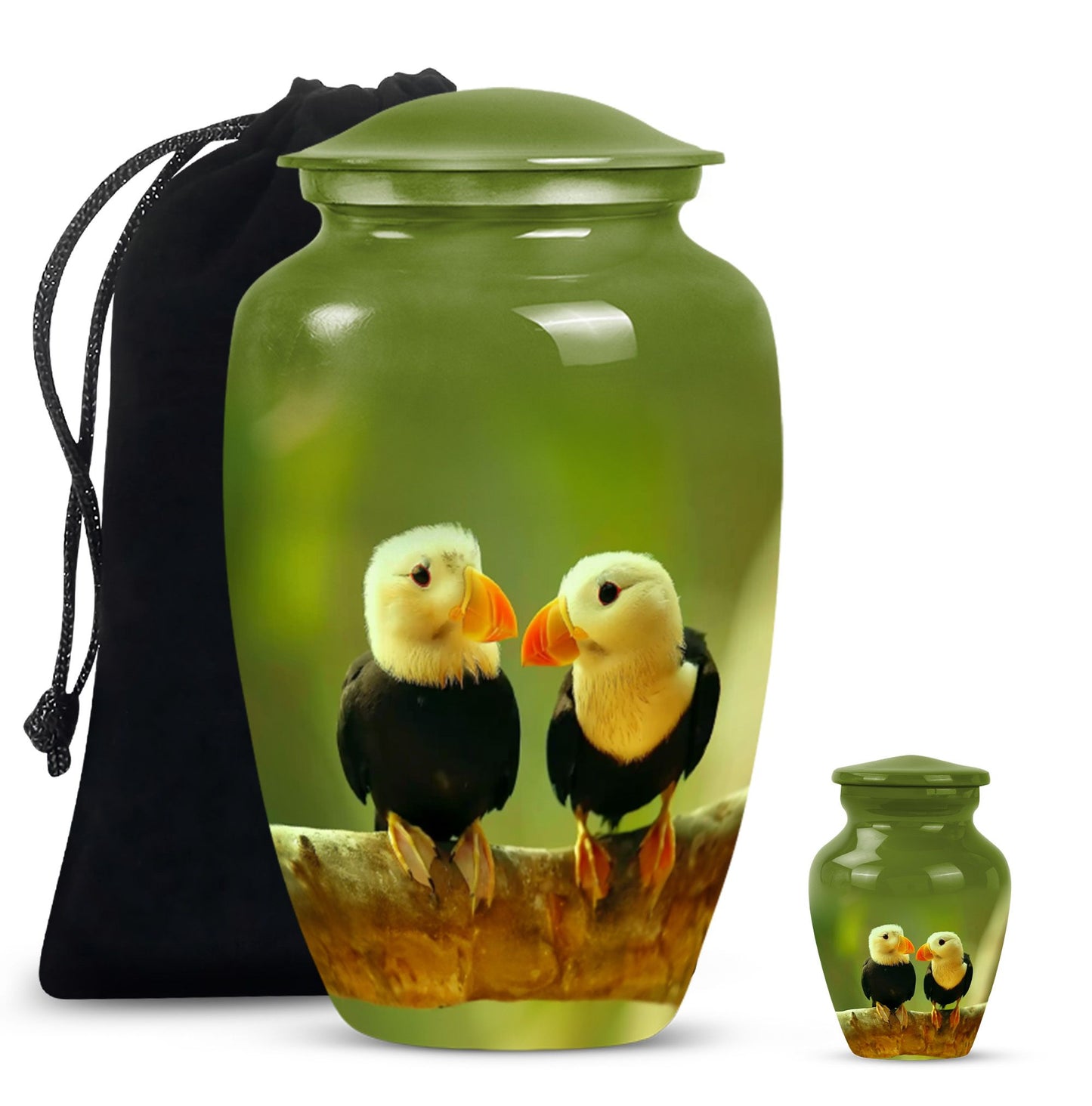 10-inch Puffin bird urn for human ashes.