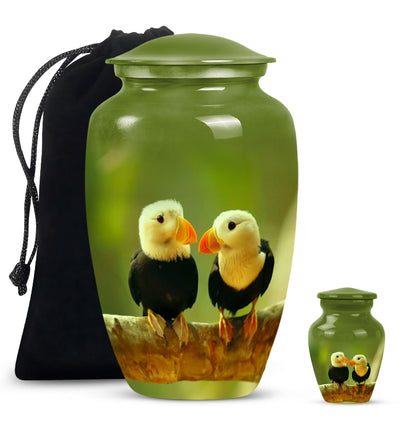 10-inch Puffin bird urn for human ashes.