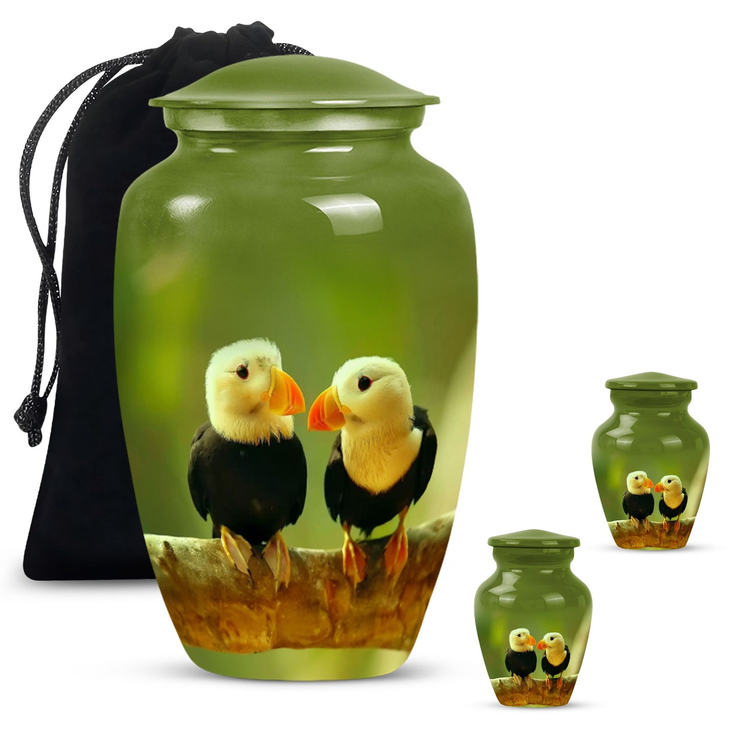 10-inch Puffin bird urn for human ashes.
