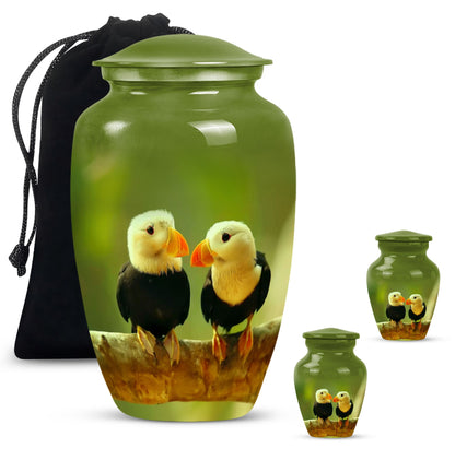 10-inch Puffin bird urn for human ashes.