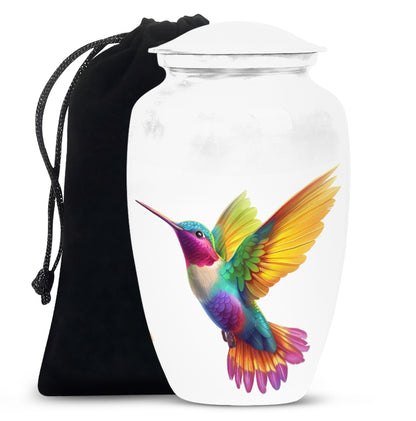 humming bird urn, aluminum funeral cremation urn for women