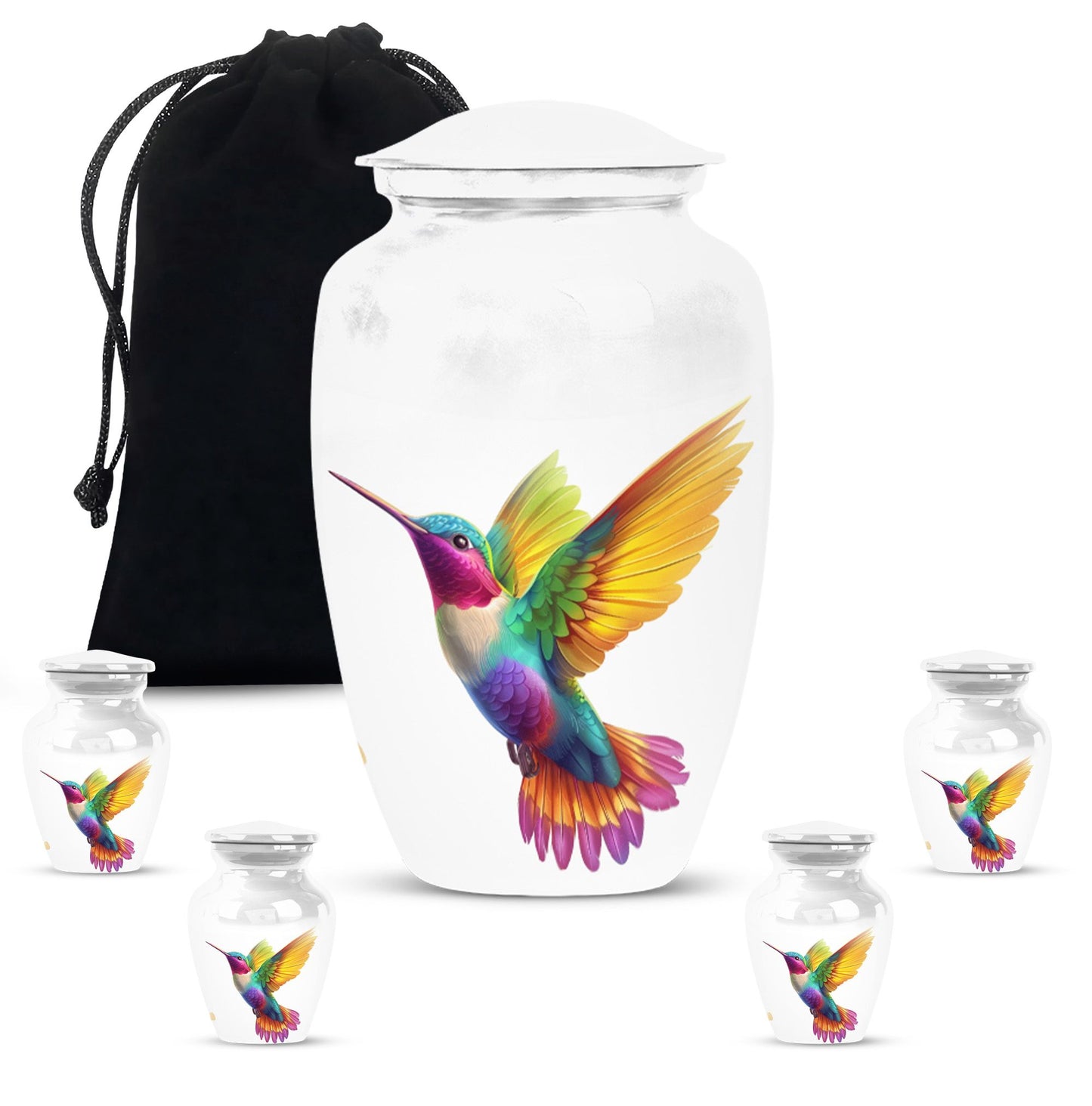 humming bird urn, aluminum funeral cremation urn for women