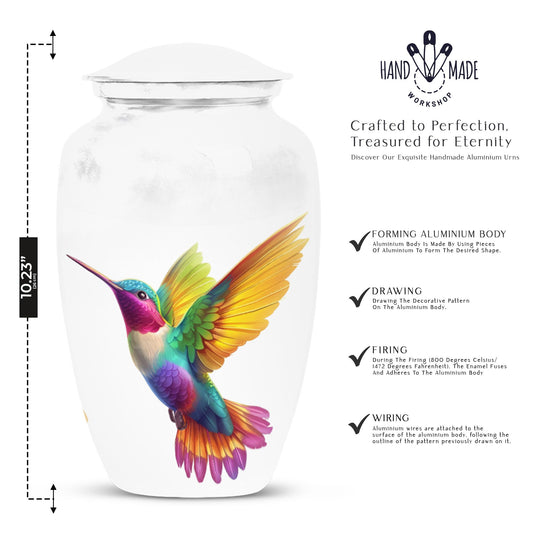 humming bird urn, aluminum funeral cremation urn for women