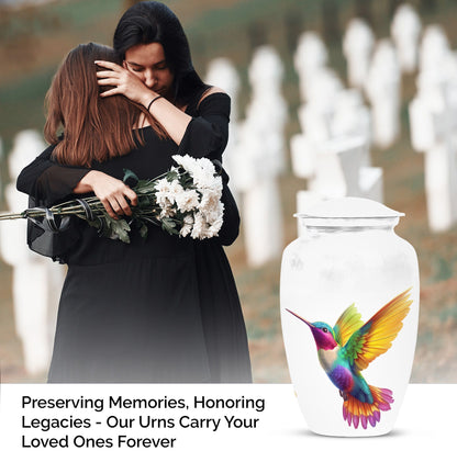 humming bird urn, aluminum funeral cremation urn for women