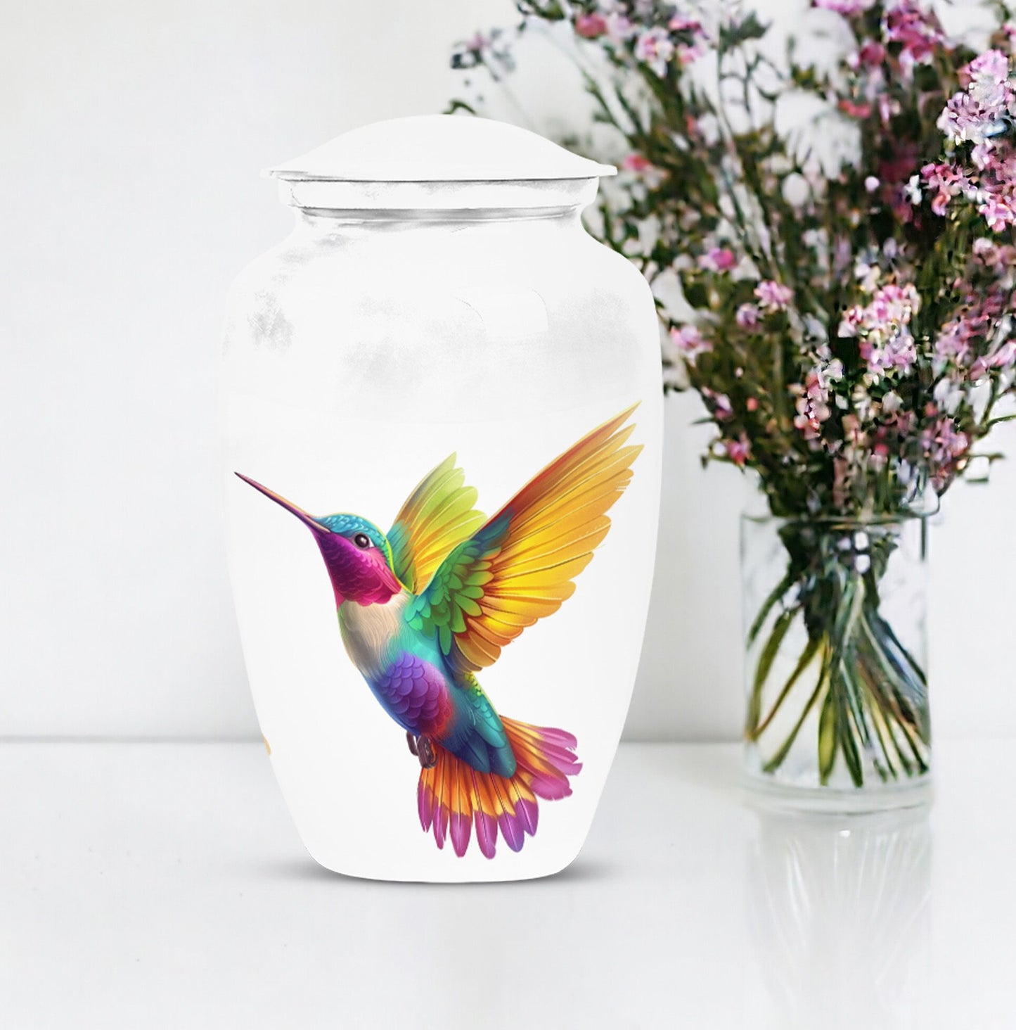 humming bird urn, aluminum funeral cremation urn for women