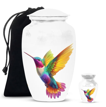 humming bird urn, aluminum funeral cremation urn for women