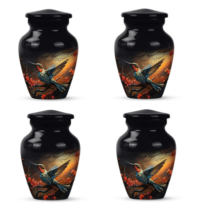 10-inch humming bird urn, abstract design, customizable 