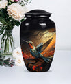 10-inch humming bird urn, abstract design, customizable 