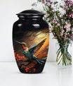 10-inch humming bird urn, abstract design, customizable 