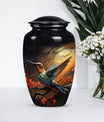 10-inch humming bird urn, abstract design, customizable 