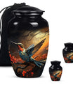 10-inch humming bird urn, abstract design, customizable 