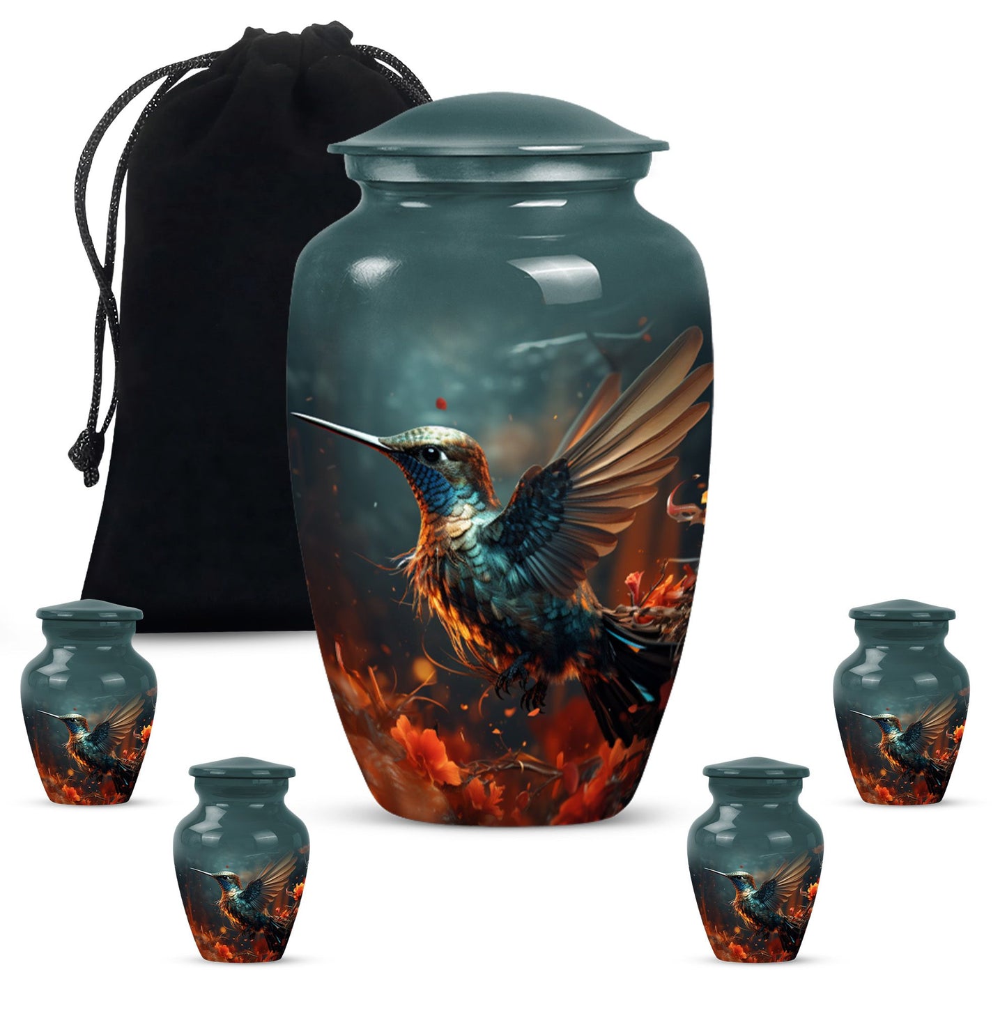 Classic 10-inch humming bird urn.