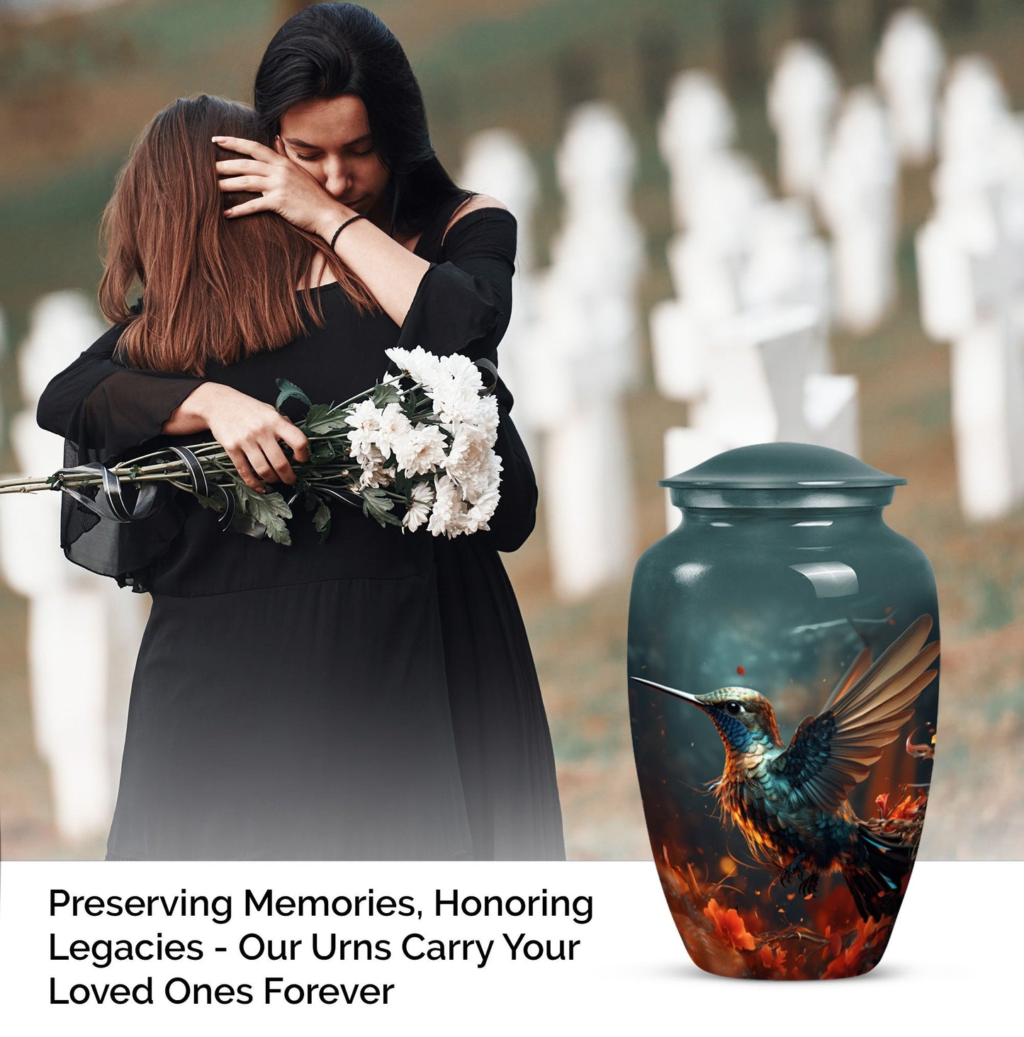 Classic 10-inch humming bird urn.
