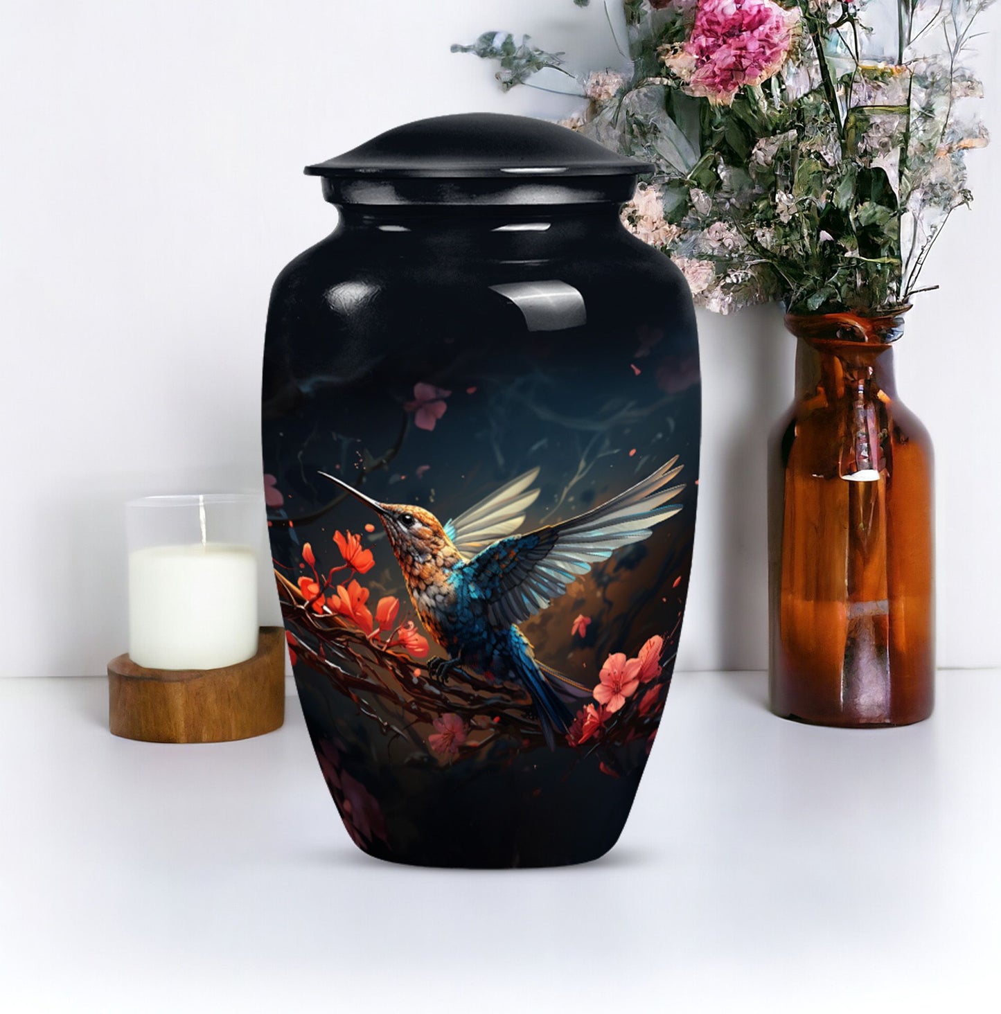 humming bird urn, memorial urn 