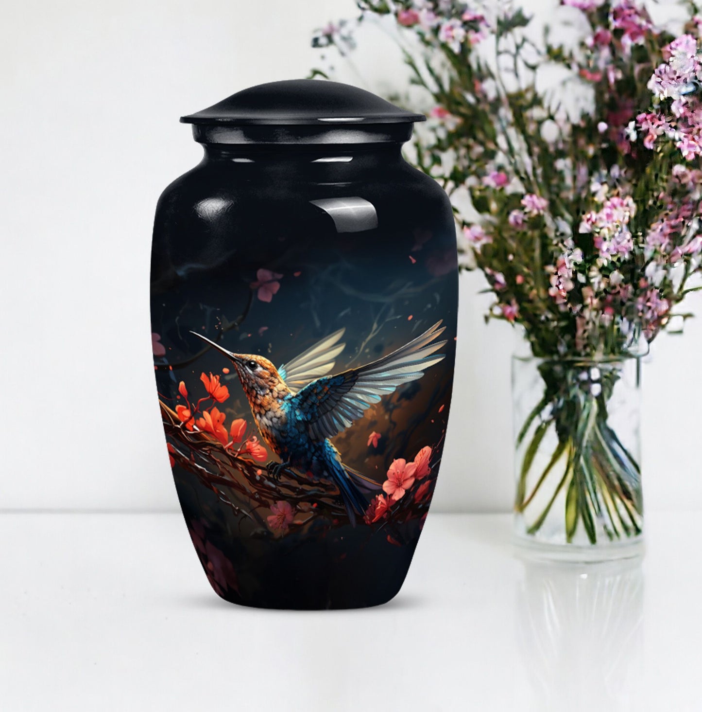 humming bird urn, memorial urn 