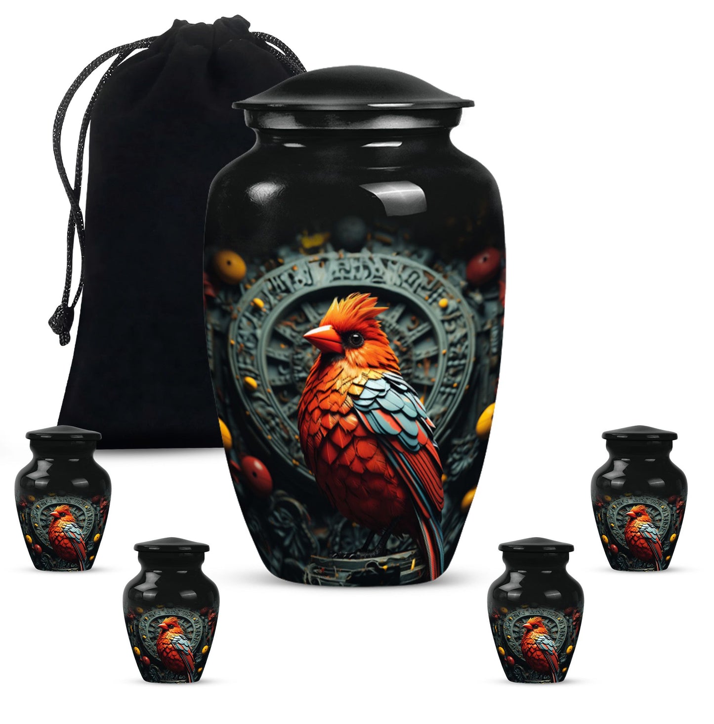 Cardinal Bird Memorial Urn for human ashes