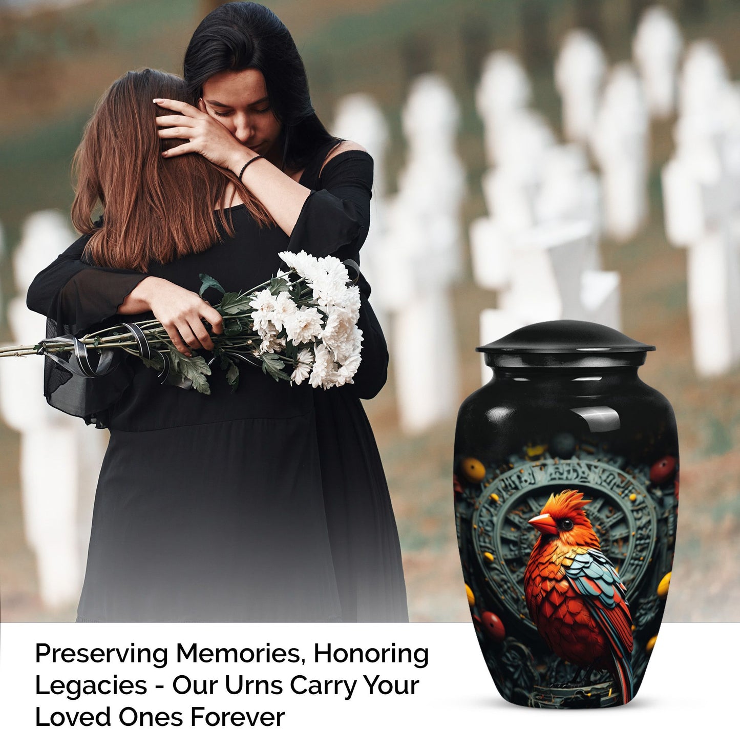 Cardinal Bird Memorial Urn for human ashes