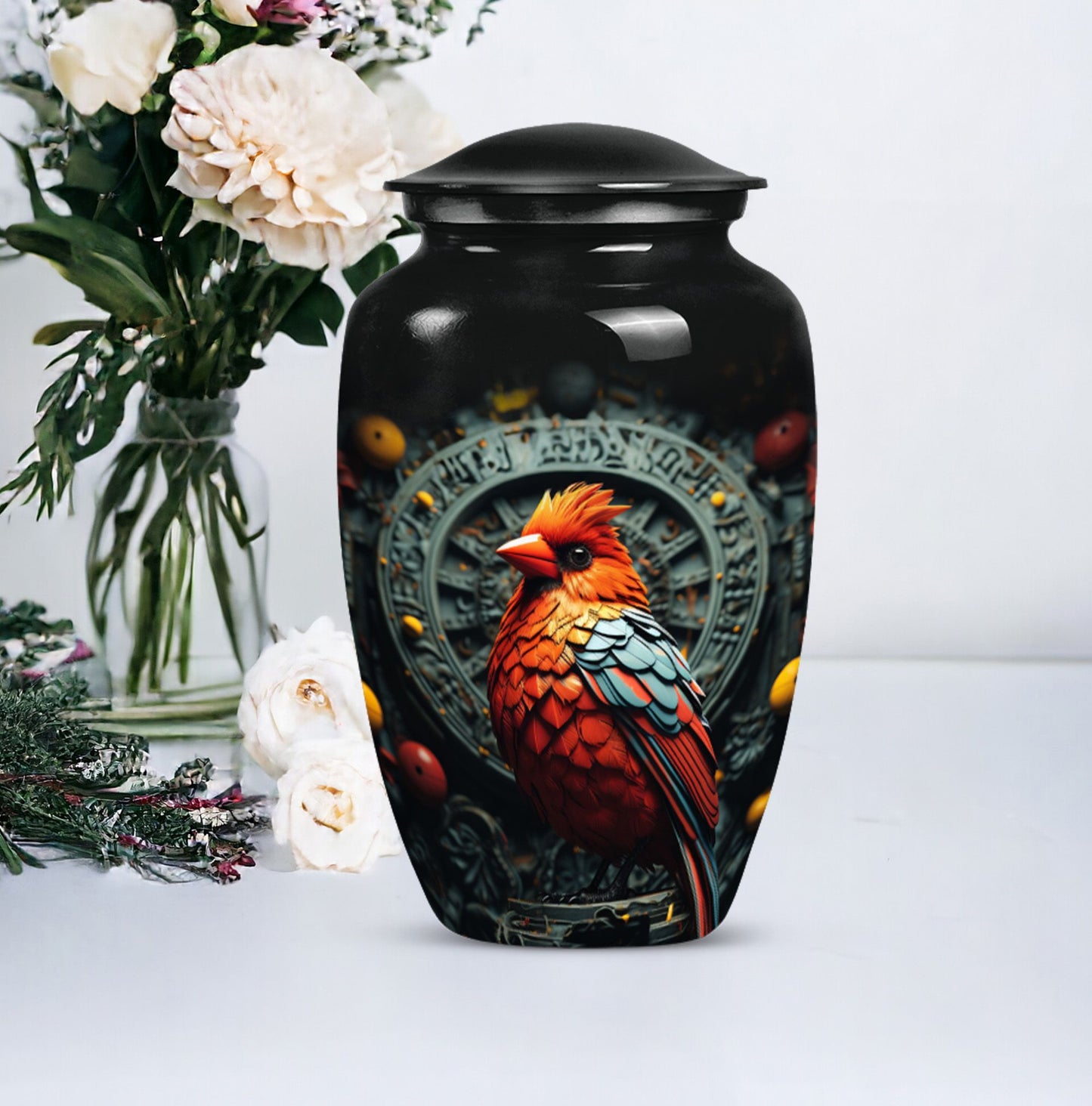 Cardinal Bird Memorial Urn for human ashes