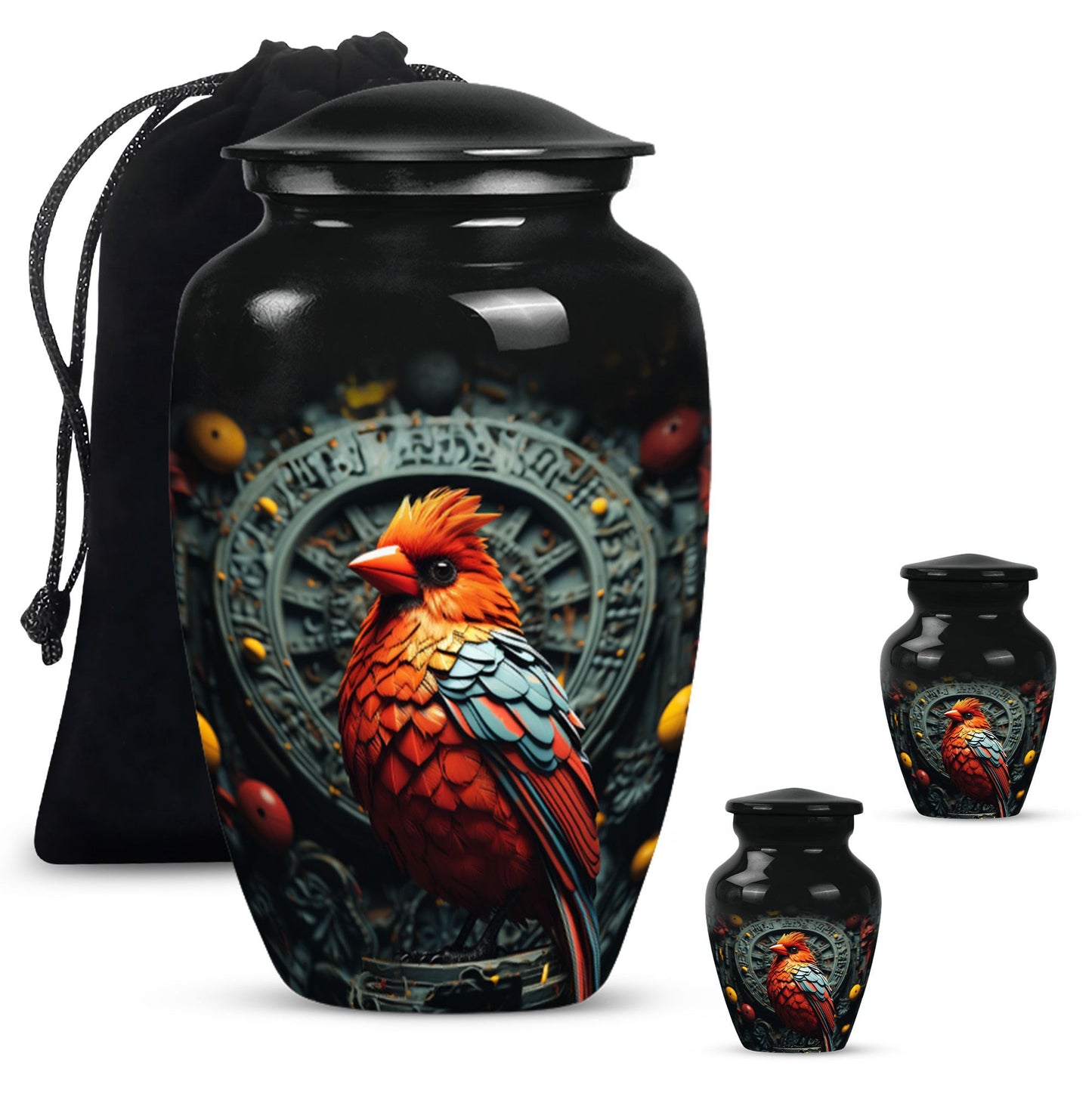 Cardinal Bird Memorial Urn for human ashes
