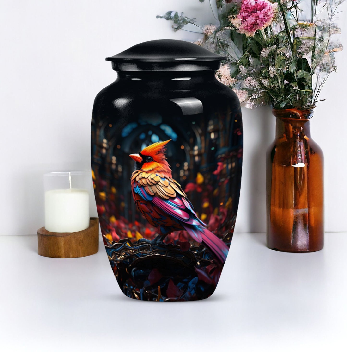 Cardinal Bird Urn for cremation.