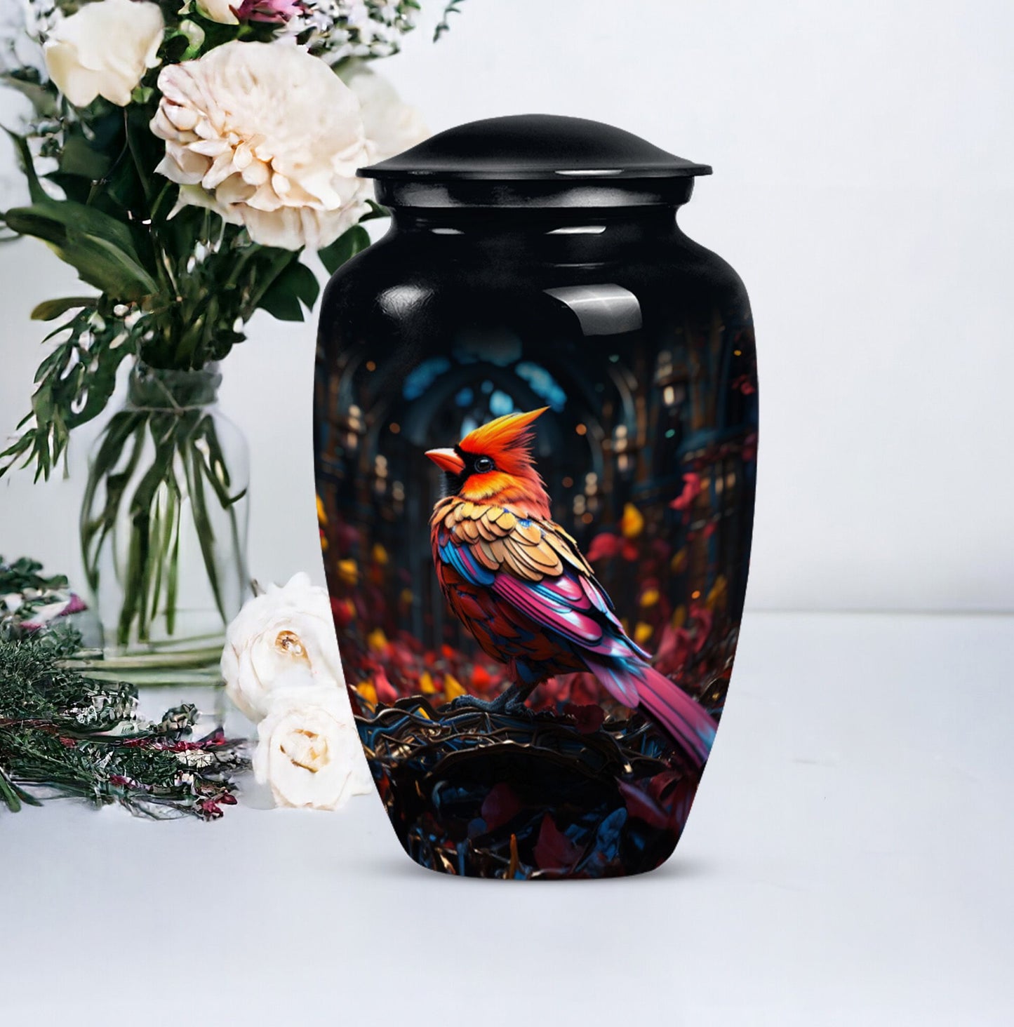 Cardinal Bird Urn for cremation.