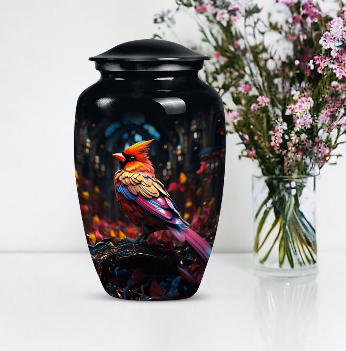 Cardinal Bird Urn for cremation.