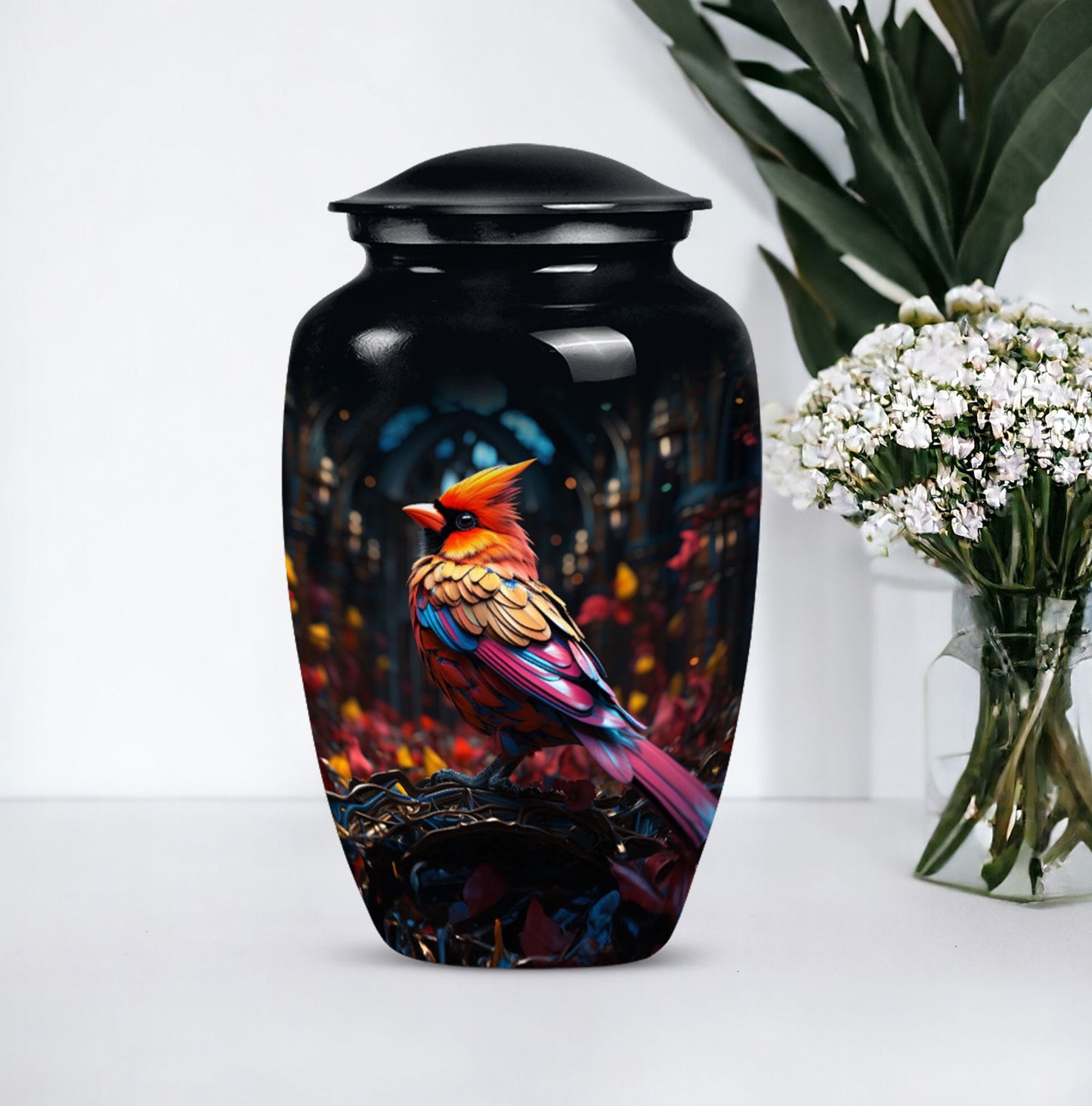 Cardinal Bird Urn for cremation.