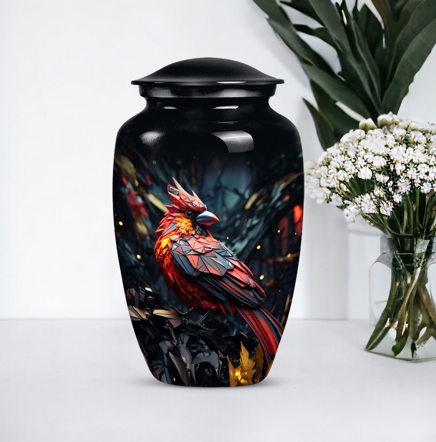 10-inch Cardinal Bird Urn.