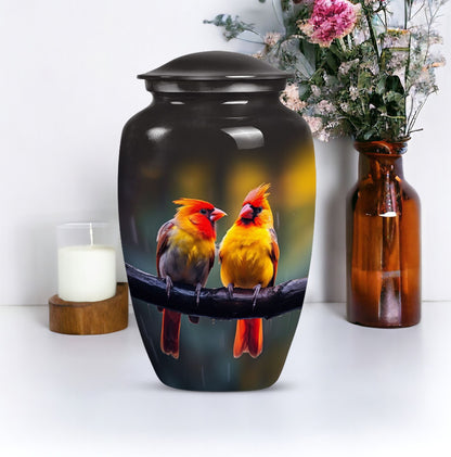 Cardinal Bird classic aluminum urn.