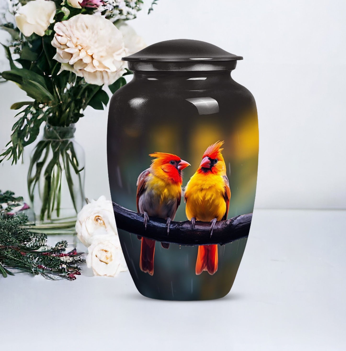 Cardinal Bird classic aluminum urn.