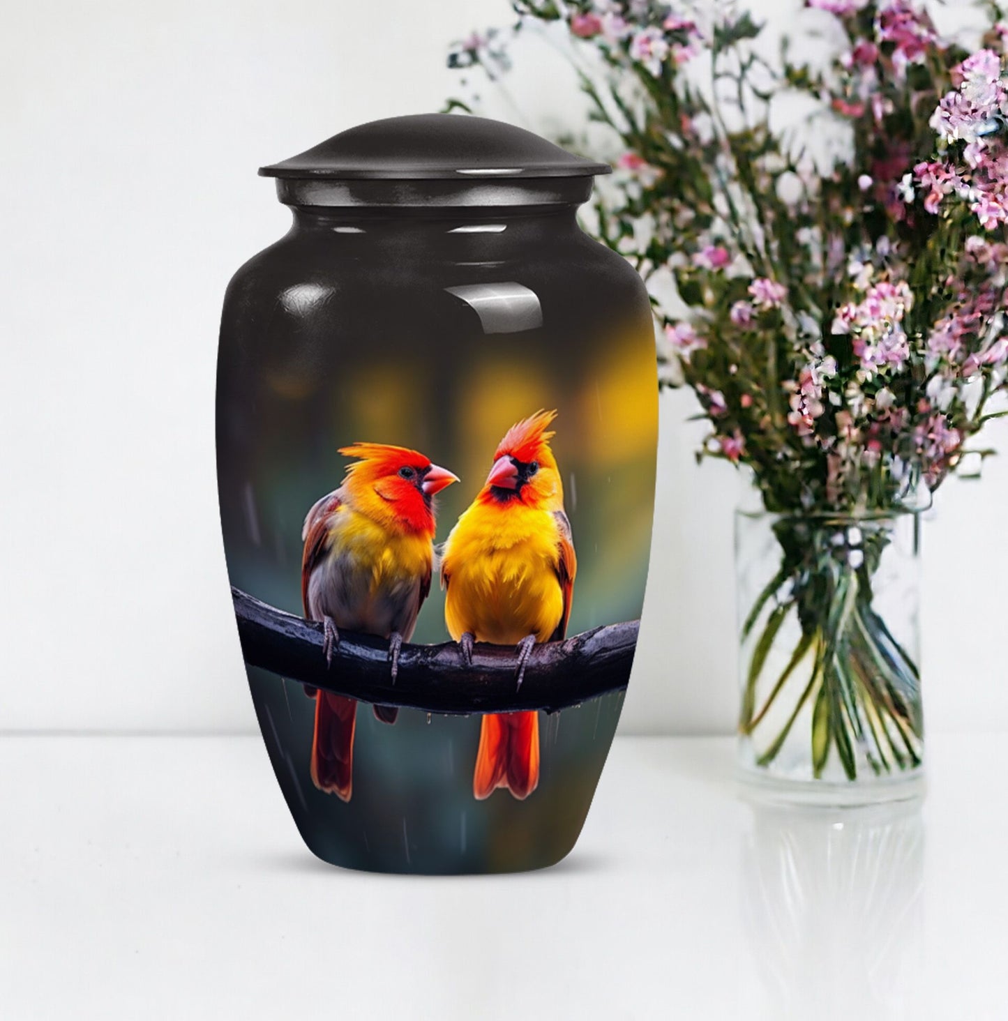 Cardinal Bird classic aluminum urn.