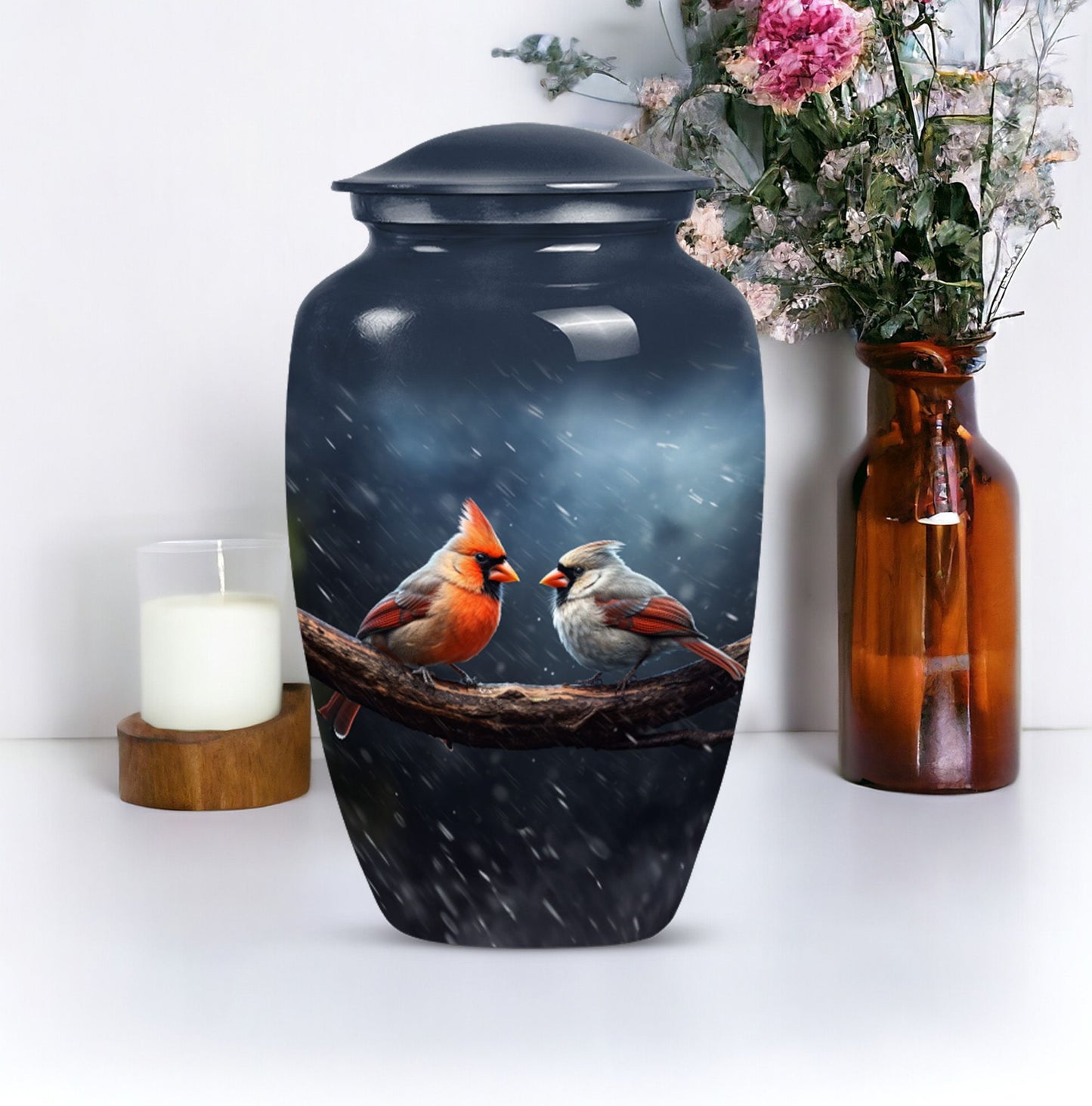 10 inch Classic Cardinal Bird Urn, a memorial urn