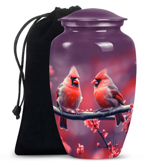 Classic 10-inch Cardinal Bird Urn, a large funeral burial urn