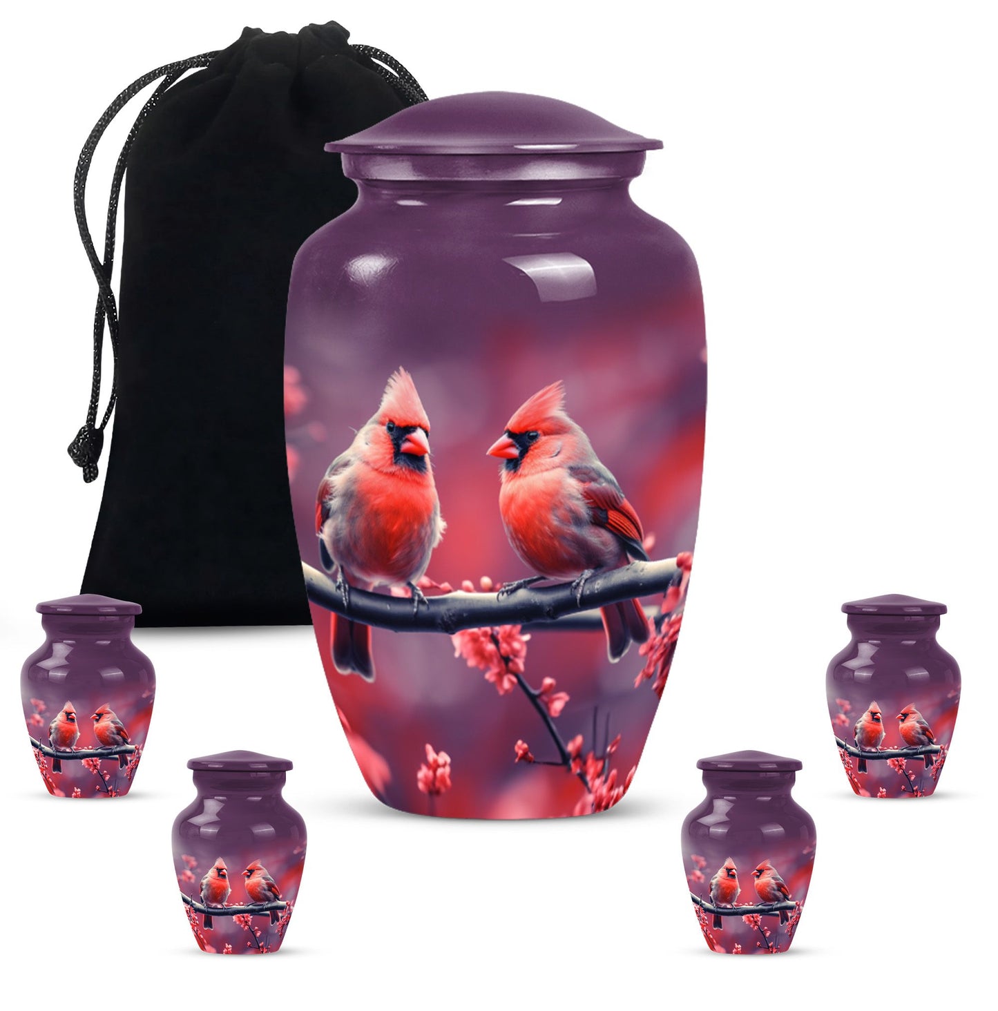 Classic 10-inch Cardinal Bird Urn, a large funeral burial urn