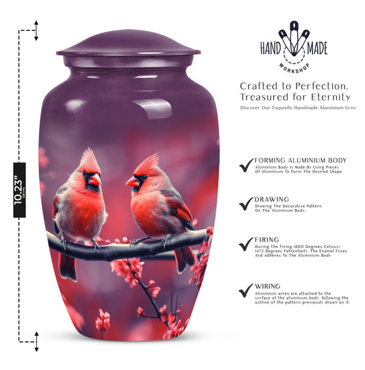Classic 10-inch Cardinal Bird Urn, a large funeral burial urn