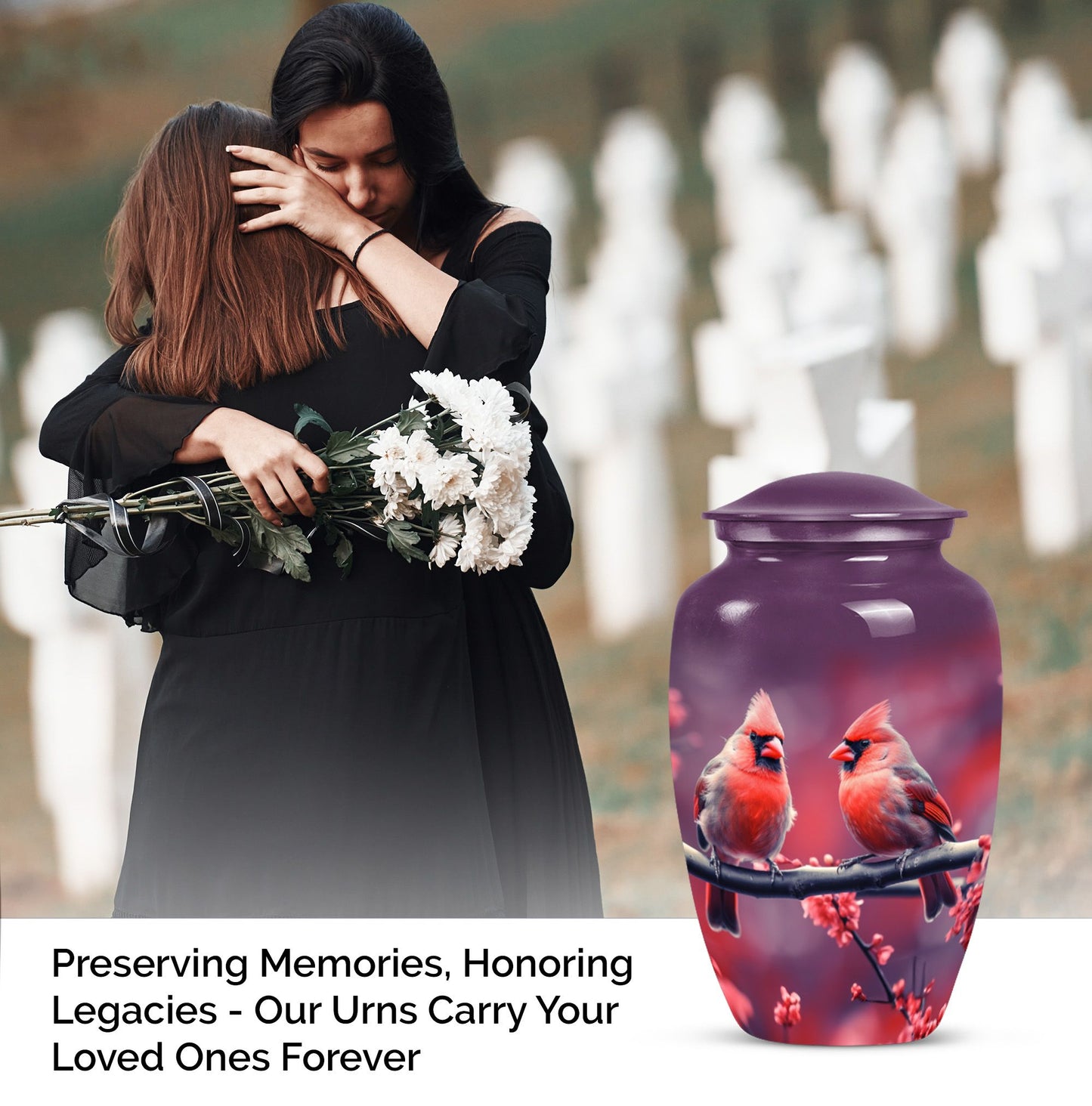 Classic 10-inch Cardinal Bird Urn, a large funeral burial urn